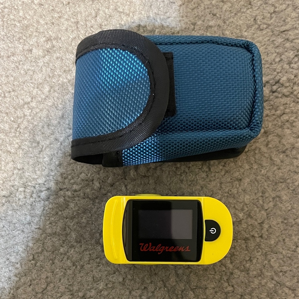 Walgreens Yellow Fingerless Pulse Oximeter with Blue Case